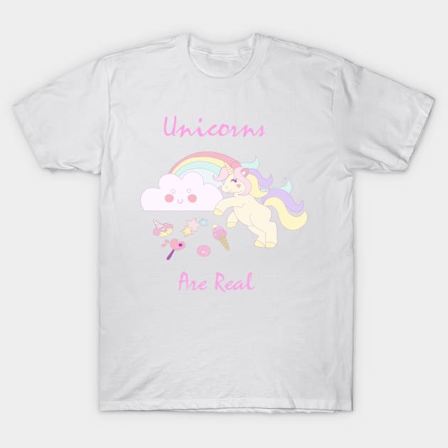 Unicorns Are Real Cute Cloud T-Shirt by phughes1980